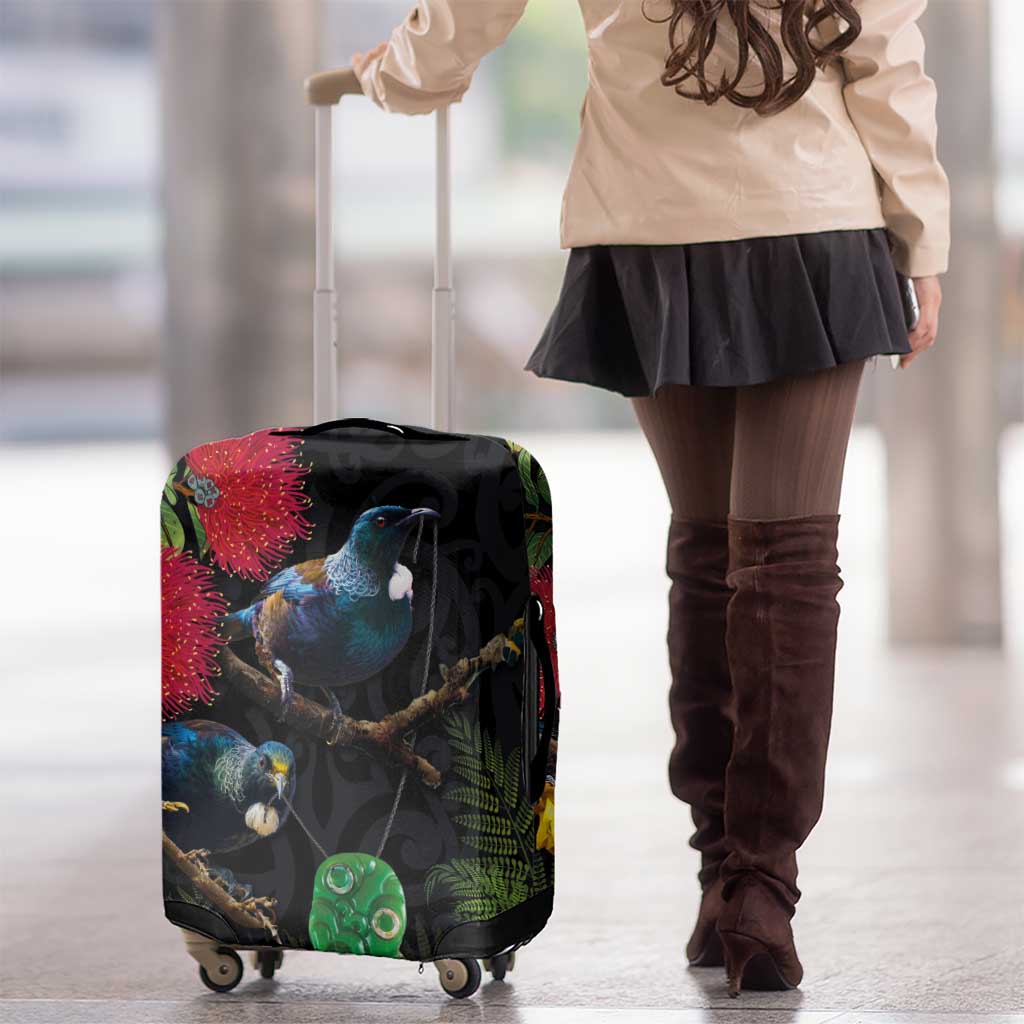 New Zealand Tui Luggage Cover Guardians of the Hei Tiki - Maori Art and Plants LT03 - Polynesian Pride