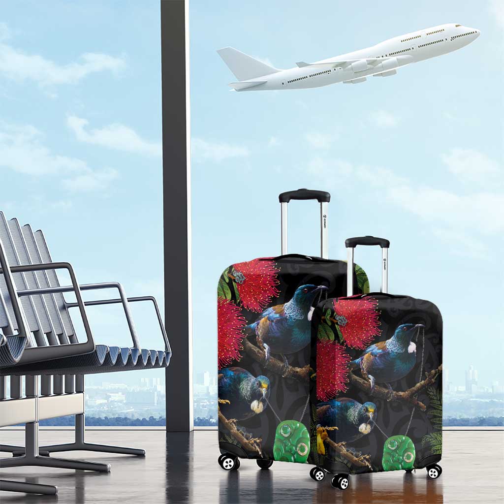 New Zealand Tui Luggage Cover Guardians of the Hei Tiki - Maori Art and Plants LT03 - Polynesian Pride