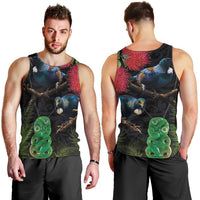 New Zealand Tui Men Tank Top Guardians of the Hei Tiki - Maori Art and Plants