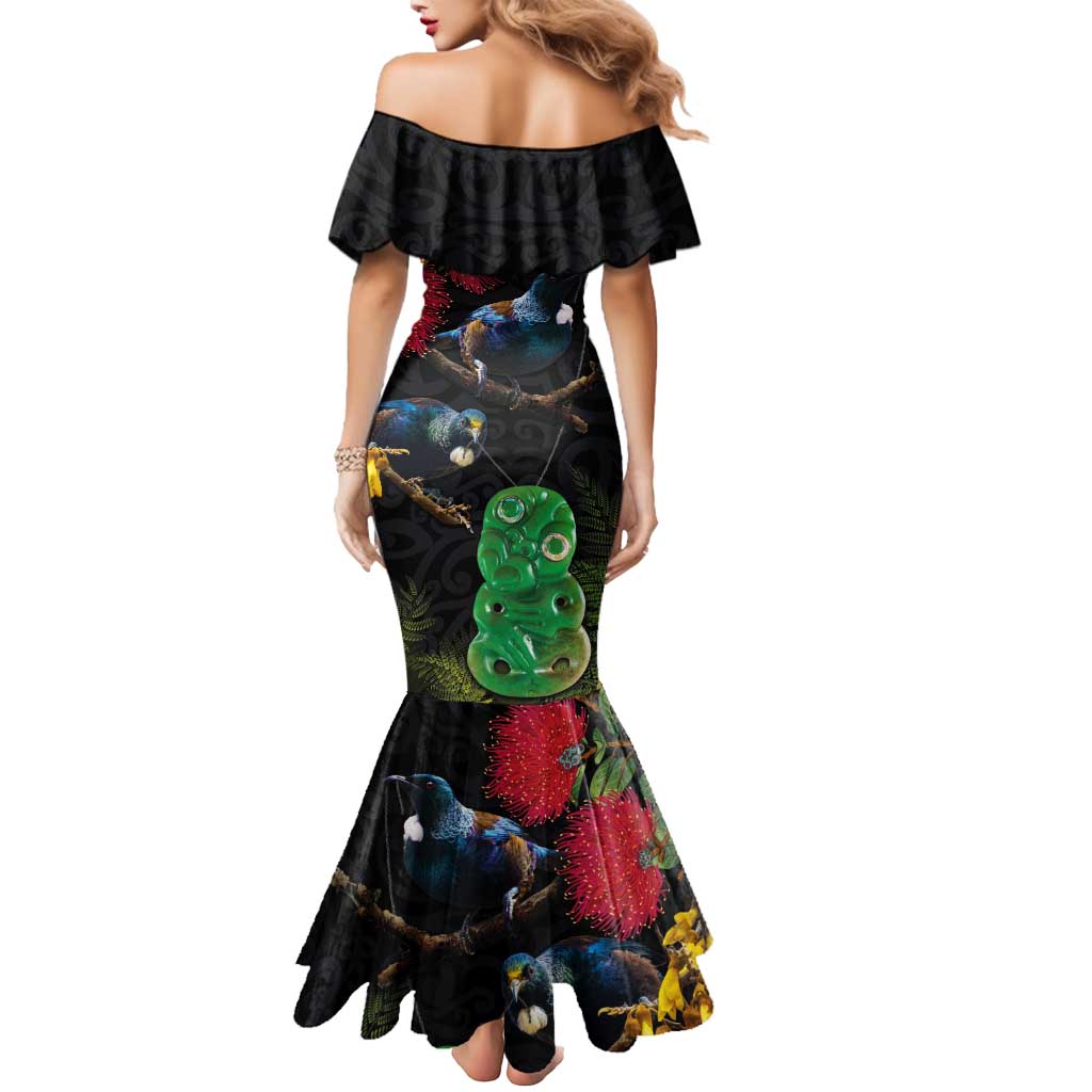 New Zealand Tui Mermaid Dress Guardians of the Hei Tiki - Maori Art and Plants LT03 - Polynesian Pride