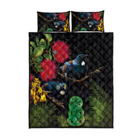 New Zealand Tui Quilt Bed Set Guardians of the Hei Tiki - Maori Art and Plants LT03 - Polynesian Pride