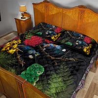 New Zealand Tui Quilt Bed Set Guardians of the Hei Tiki - Maori Art and Plants LT03 - Polynesian Pride