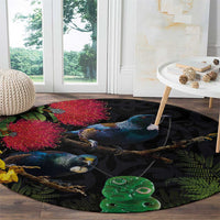 New Zealand Tui Round Carpet Guardians of the Hei Tiki - Maori Art and Plants LT03 - Polynesian Pride