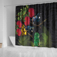 New Zealand Tui Shower Curtain Guardians of the Hei Tiki - Maori Art and Plants LT03 - Polynesian Pride