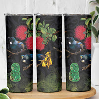 New Zealand Tui Skinny Tumbler Guardians of the Hei Tiki - Maori Art and Plants LT03 - Polynesian Pride