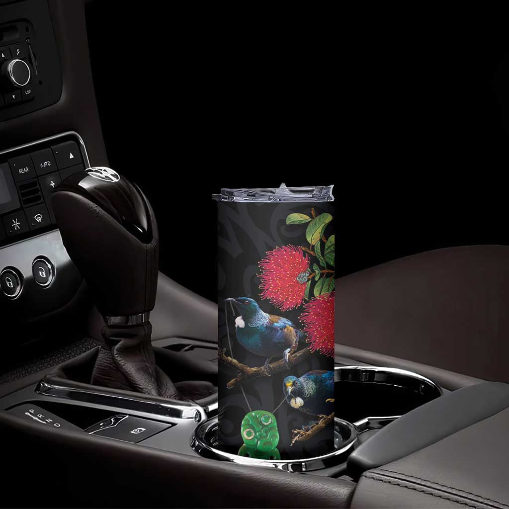 New Zealand Tui Skinny Tumbler Guardians of the Hei Tiki - Maori Art and Plants LT03 - Polynesian Pride