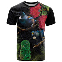 New Zealand Tui T Shirt Guardians of the Hei Tiki - Maori Art and Plants
