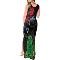 New Zealand Tui Tank Maxi Dress Guardians of the Hei Tiki - Maori Art and Plants LT03 - Polynesian Pride