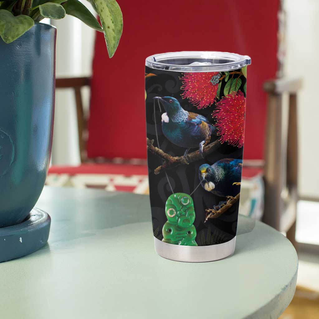 New Zealand Tui Tumbler Cup Guardians of the Hei Tiki - Maori Art and Plants LT03 - Polynesian Pride