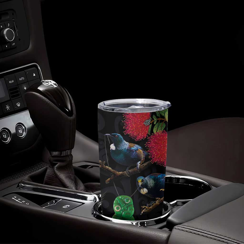 New Zealand Tui Tumbler Cup Guardians of the Hei Tiki - Maori Art and Plants LT03 - Polynesian Pride