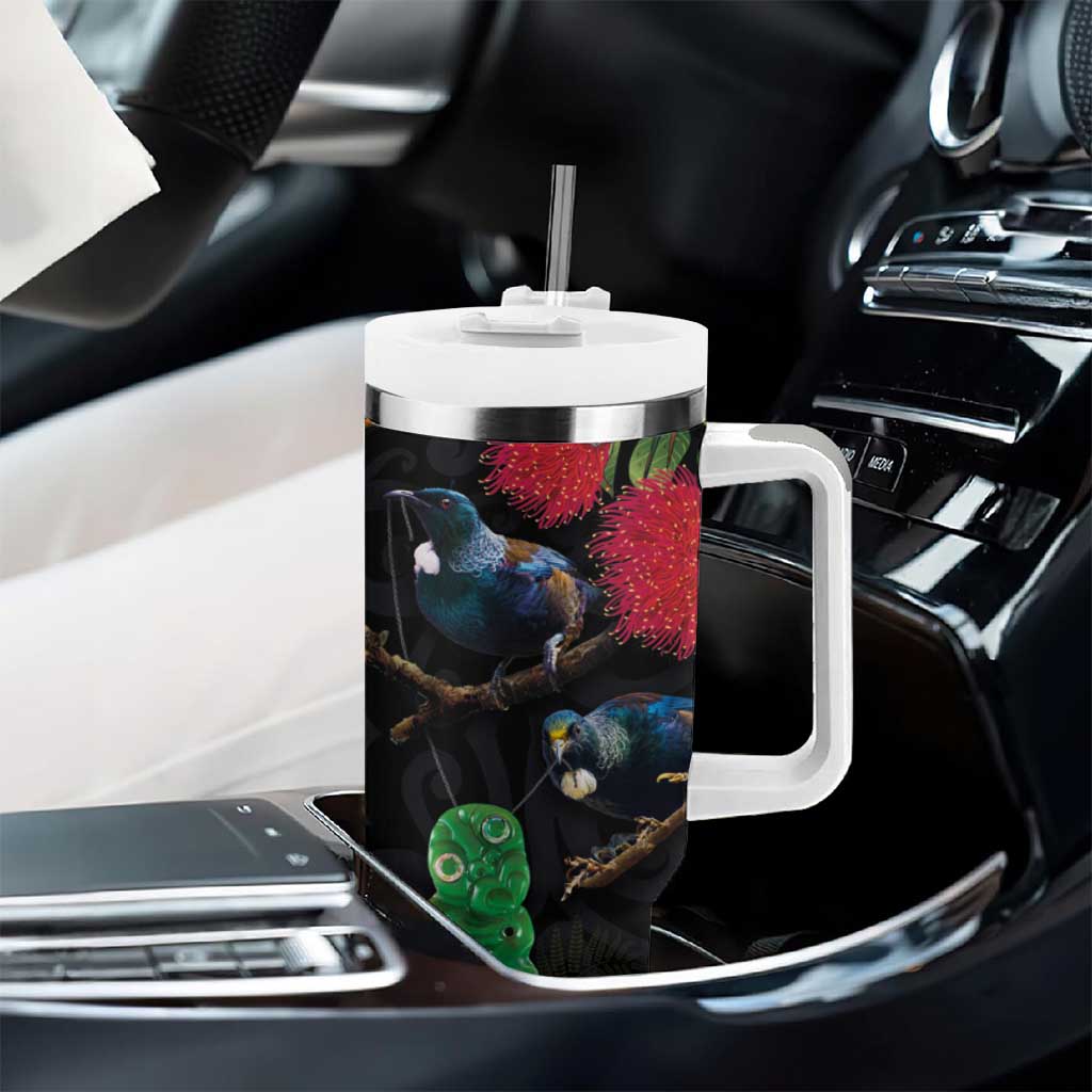 New Zealand Tui Tumbler With Handle Guardians of the Hei Tiki - Maori Art and Plants LT03 - Polynesian Pride