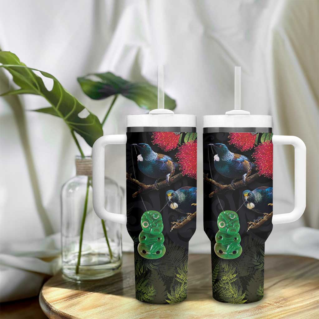 New Zealand Tui Tumbler With Handle Guardians of the Hei Tiki - Maori Art and Plants LT03 - Polynesian Pride