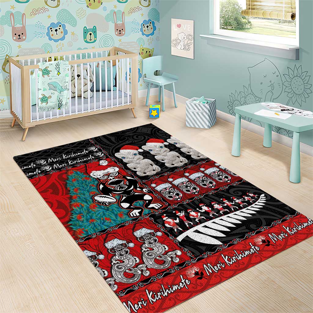 New Zealand Christmas Area Rug Maori Christmas Spirit - Meri Kirihimete LT03 - Polynesian Pride