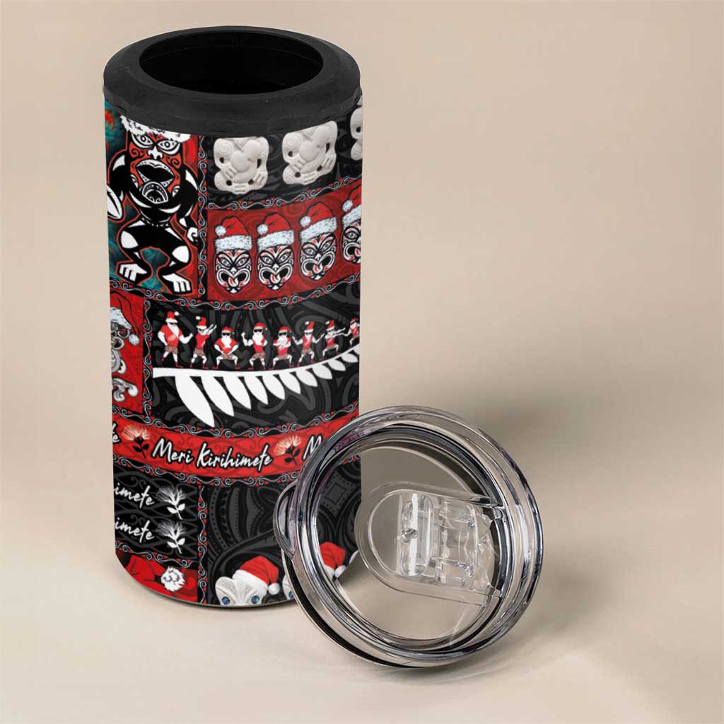 New Zealand Christmas 4 in 1 Can Cooler Tumbler Maori Christmas Spirit - Meri Kirihimete LT03 - Polynesian Pride