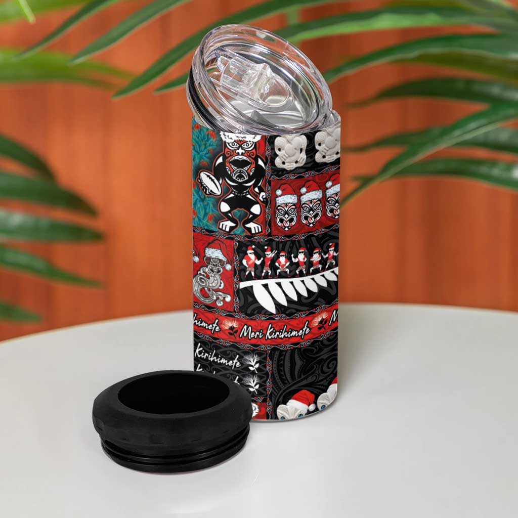 New Zealand Christmas 4 in 1 Can Cooler Tumbler Maori Christmas Spirit - Meri Kirihimete LT03 - Polynesian Pride