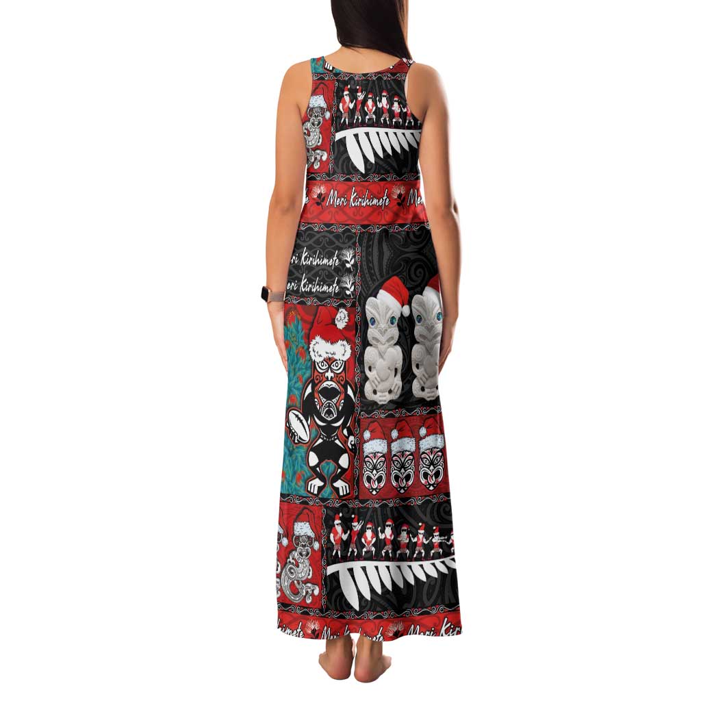 New Zealand Christmas Family Matching Tank Maxi Dress and Hawaiian Shirt Maori Christmas Spirit - Meri Kirihimete LT03 - Polynesian Pride