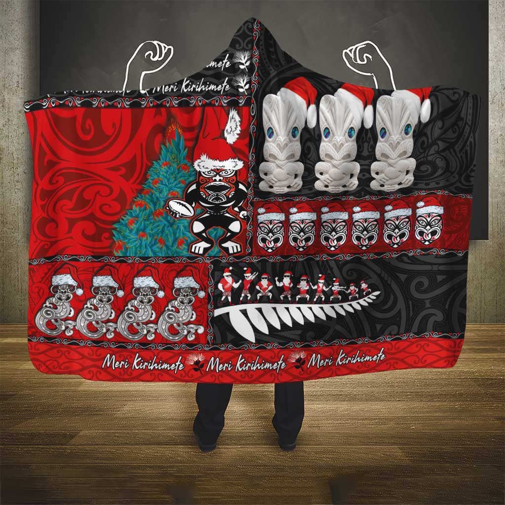 New Zealand Christmas Hooded Blanket Maori Christmas Spirit - Meri Kirihimete LT03 - Polynesian Pride
