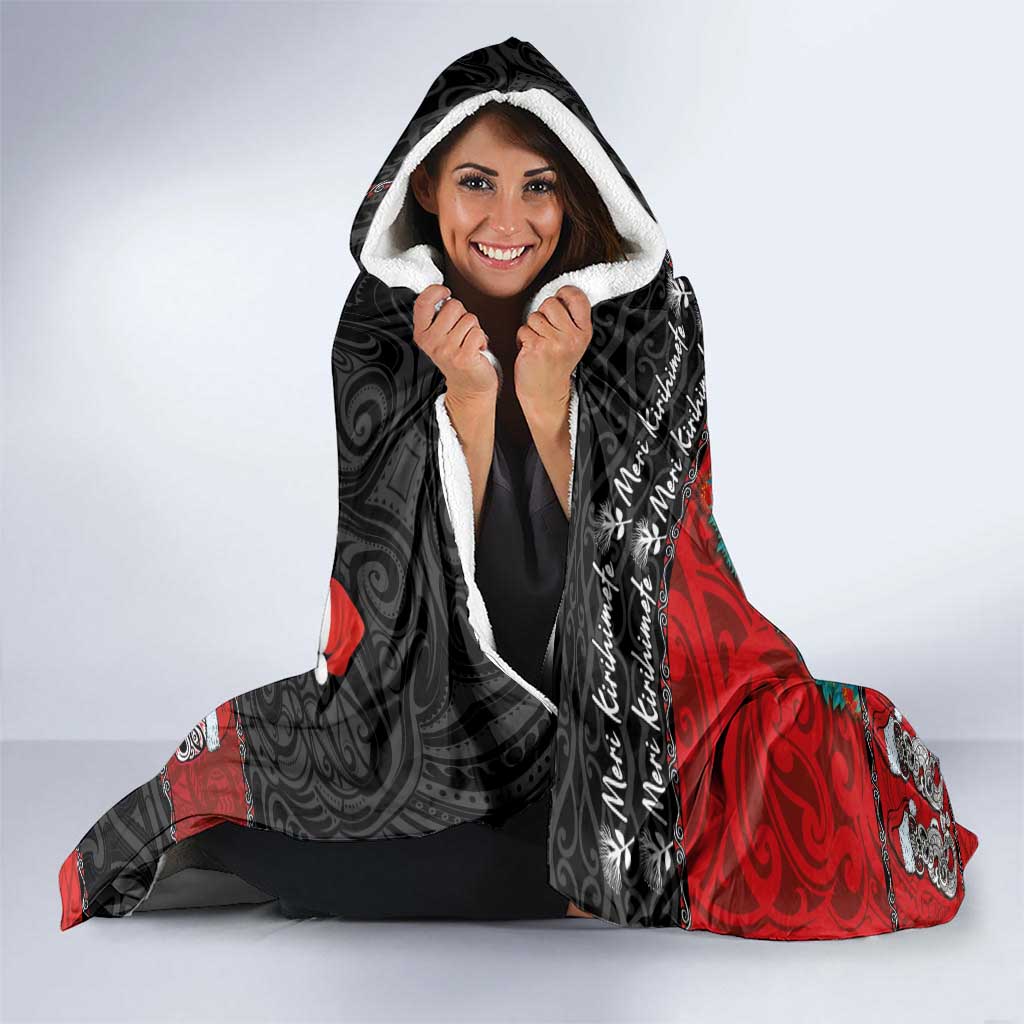 New Zealand Christmas Hooded Blanket Maori Christmas Spirit - Meri Kirihimete LT03 - Polynesian Pride