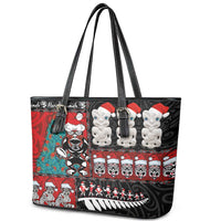New Zealand Christmas Leather Tote Bag Maori Christmas Spirit - Meri Kirihimete LT03 - Polynesian Pride