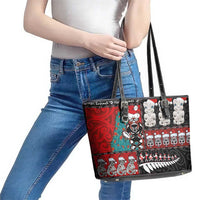 New Zealand Christmas Leather Tote Bag Maori Christmas Spirit - Meri Kirihimete LT03 - Polynesian Pride