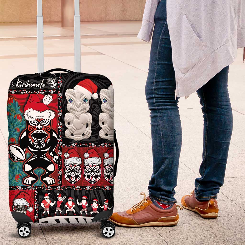 New Zealand Christmas Luggage Cover Maori Christmas Spirit - Meri Kirihimete LT03 Black - Polynesian Pride