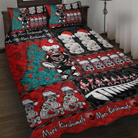 New Zealand Christmas Quilt Bed Set Maori Christmas Spirit - Meri Kirihimete LT03 Black - Polynesian Pride