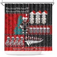 New Zealand Christmas Shower Curtain Maori Christmas Spirit - Meri Kirihimete LT03 Black - Polynesian Pride