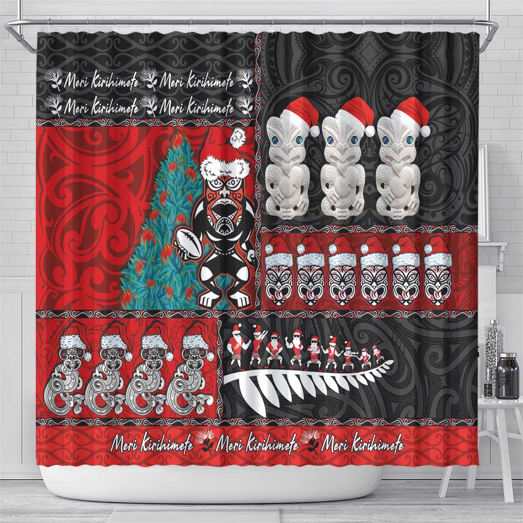 New Zealand Christmas Shower Curtain Maori Christmas Spirit - Meri Kirihimete LT03 - Polynesian Pride