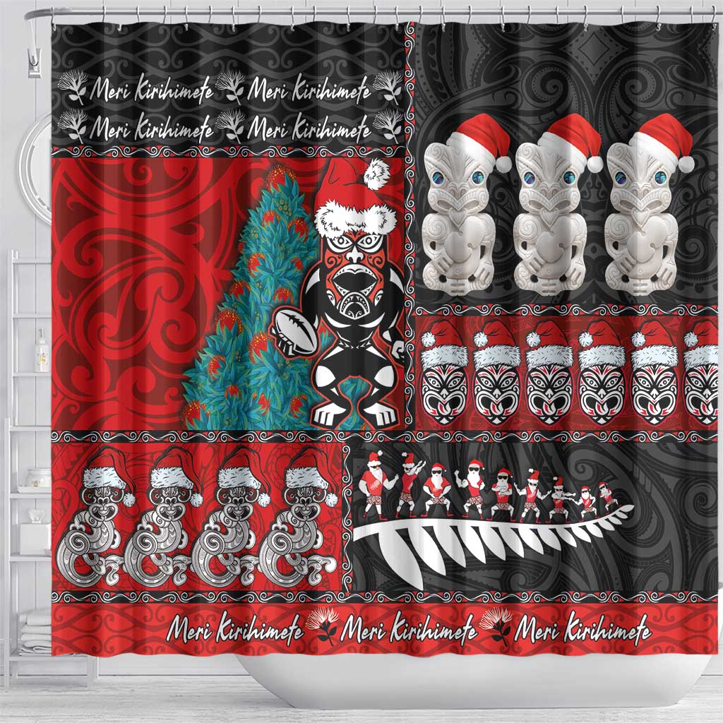 New Zealand Christmas Shower Curtain Maori Christmas Spirit - Meri Kirihimete LT03 - Polynesian Pride