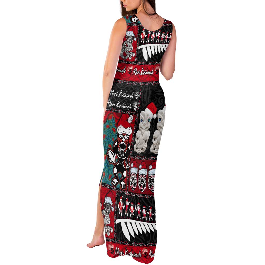 New Zealand Christmas Tank Maxi Dress Maori Christmas Spirit - Meri Kirihimete LT03 - Polynesian Pride