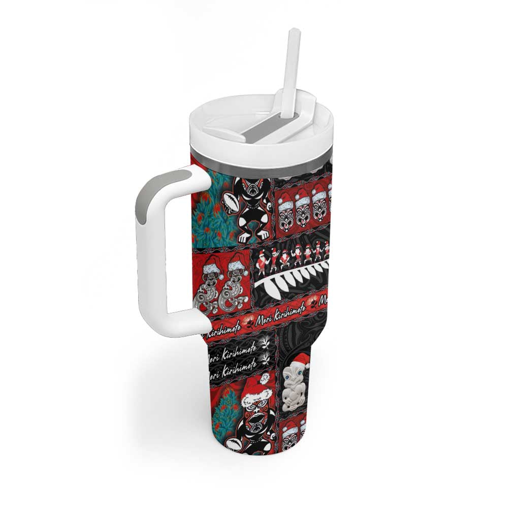 New Zealand Christmas Tumbler With Handle Maori Christmas Spirit - Meri Kirihimete LT03 - Polynesian Pride
