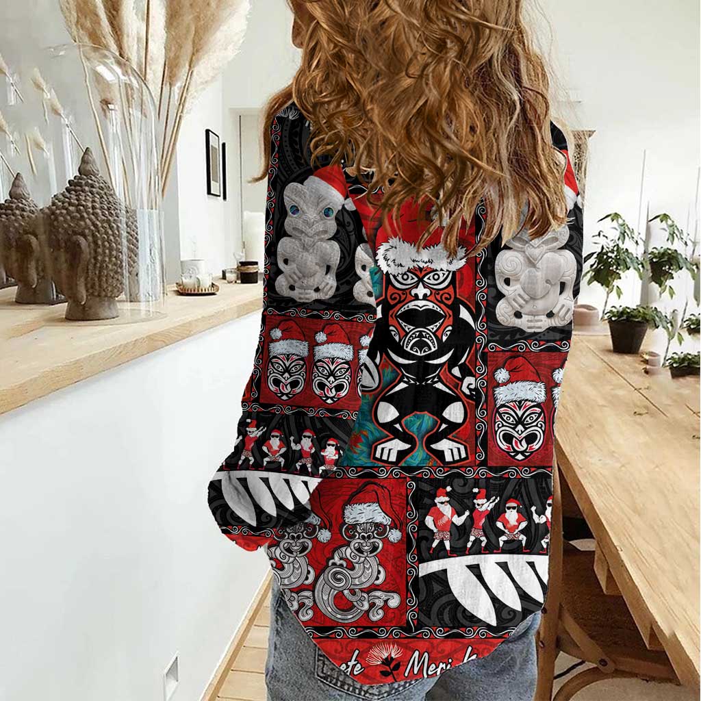 New Zealand Christmas Women Casual Shirt Maori Christmas Spirit - Meri Kirihimete LT03 - Polynesian Pride