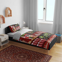 Hawaiian Christmas Bedding Set - Mele Kalikimaka Island Holiday Vibes - Black Red