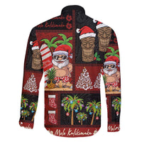 Hawaiian Christmas Family Matching Off Shoulder Maxi Dress and Hawaiian Shirt - Mele Kalikimaka Island Holiday Vibes - Black Red LT03 - Polynesian Pride