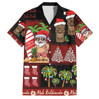 Hawaiian Christmas Family Matching Puletasi and Hawaiian Shirt - Mele Kalikimaka Island Holiday Vibes - Black Red LT03 Dad's Shirt - Short Sleeve Black - Red - Polynesian Pride