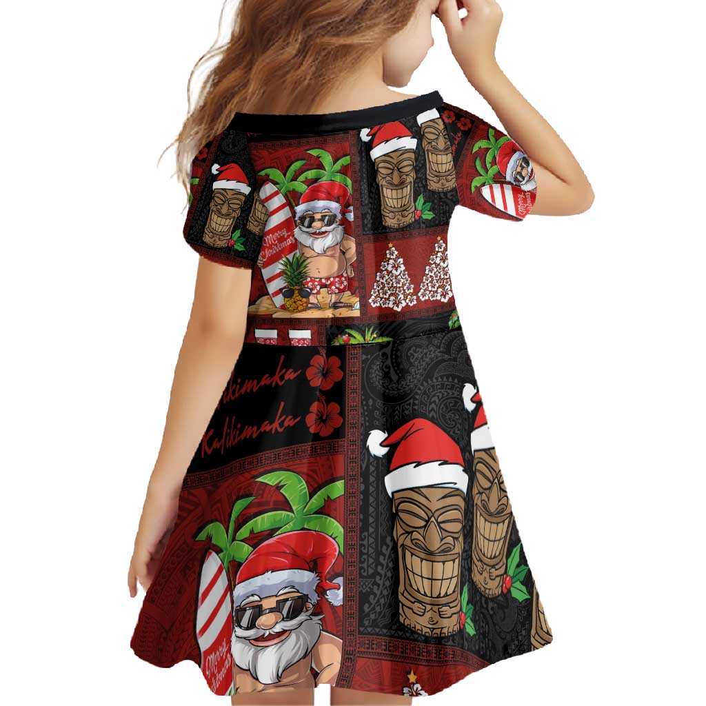 Hawaiian Christmas Family Matching Tank Maxi Dress and Hawaiian Shirt - Mele Kalikimaka Island Holiday Vibes - Black Red LT03 - Polynesian Pride