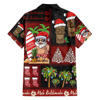 Hawaiian Christmas Family Matching Tank Maxi Dress and Hawaiian Shirt - Mele Kalikimaka Island Holiday Vibes - Black Red LT03 - Polynesian Pride