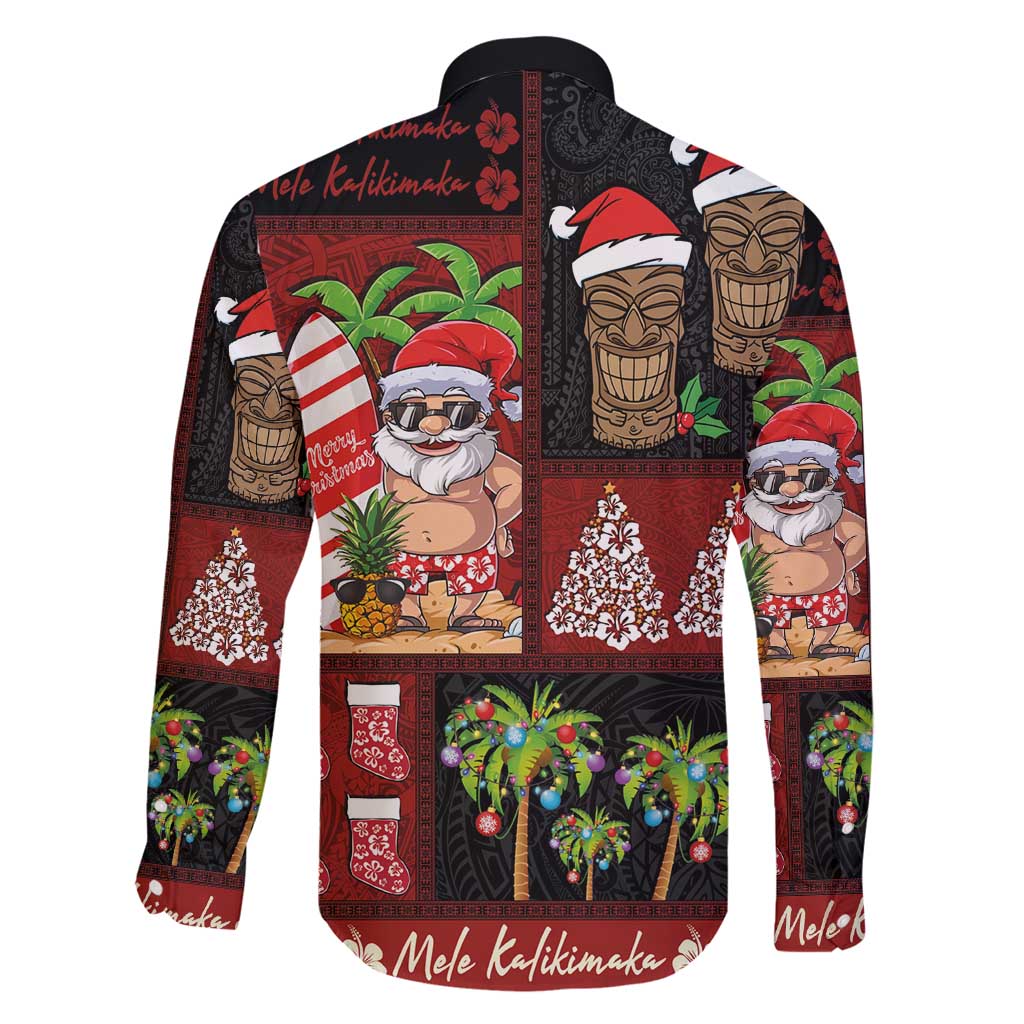Hawaiian Christmas Family Matching Tank Maxi Dress and Hawaiian Shirt - Mele Kalikimaka Island Holiday Vibes - Black Red LT03 - Polynesian Pride