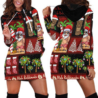 Hawaiian Christmas Hoodie Dress - Mele Kalikimaka Island Holiday Vibes - Black Red LT03 - Polynesian Pride