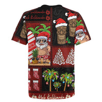Hawaiian Christmas Rugby Jersey - Mele Kalikimaka Island Holiday Vibes - Black Red