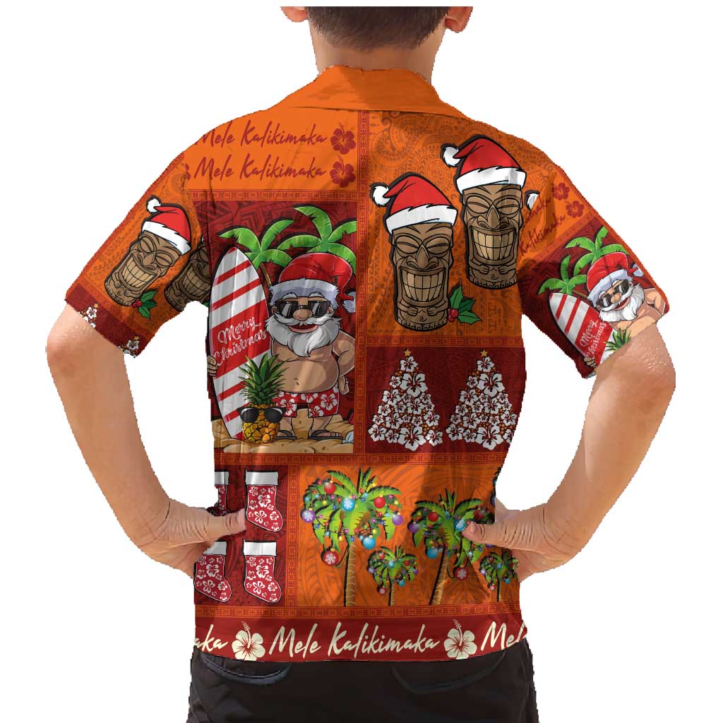Hawaiian Christmas Family Matching Mermaid Dress and Hawaiian Shirt - Mele Kalikimaka Island Holiday Vibes - Red Orange LT03 - Polynesian Pride