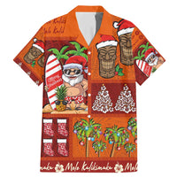 Hawaiian Christmas Family Matching Mermaid Dress and Hawaiian Shirt - Mele Kalikimaka Island Holiday Vibes - Red Orange LT03 Dad's Shirt - Short Sleeve Red - Orange - Polynesian Pride