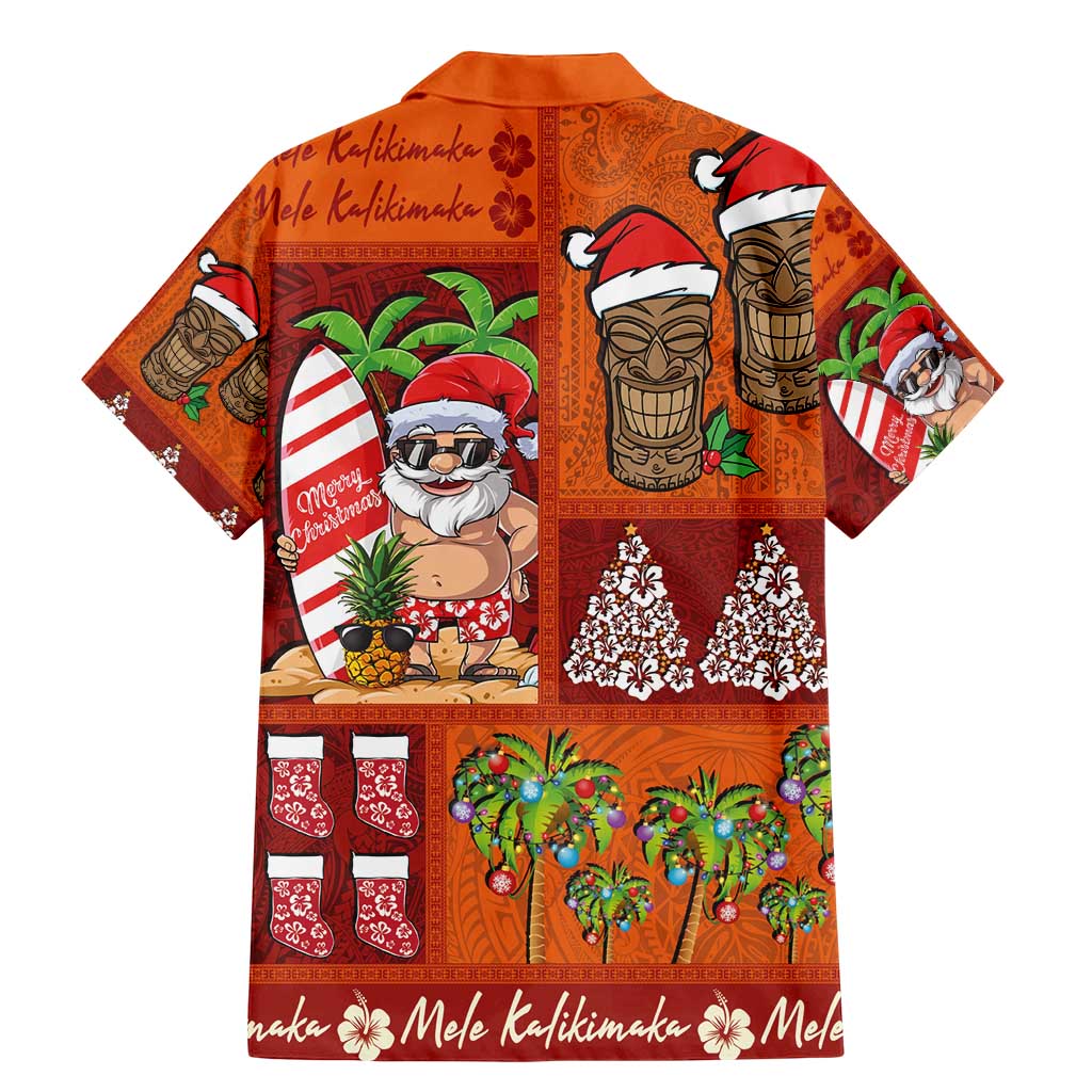 Hawaiian Christmas Family Matching Mermaid Dress and Hawaiian Shirt - Mele Kalikimaka Island Holiday Vibes - Red Orange LT03 - Polynesian Pride