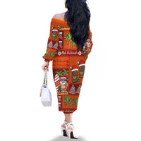 Hawaiian Christmas Family Matching Off The Shoulder Long Sleeve Dress and Hawaiian Shirt - Mele Kalikimaka Island Holiday Vibes - Red Orange LT03 - Polynesian Pride