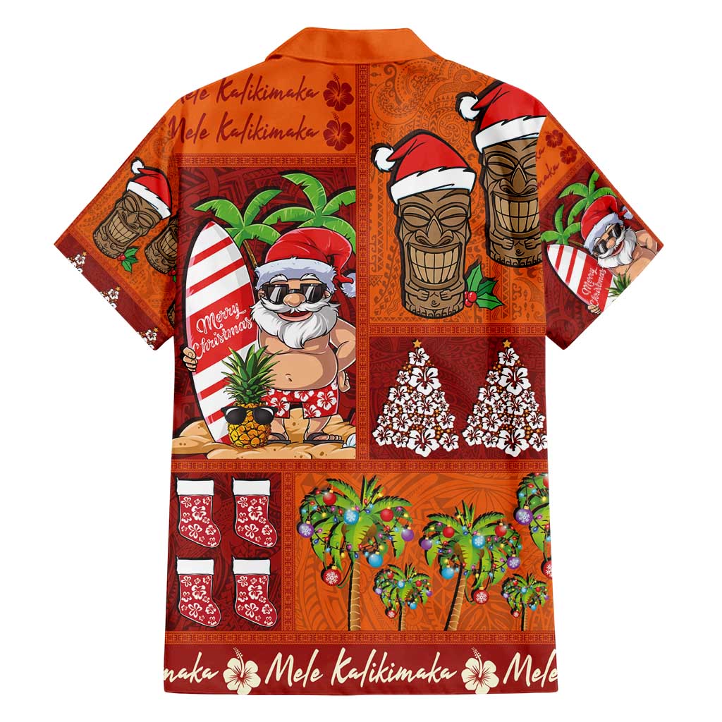 Hawaiian Christmas Family Matching Off Shoulder Maxi Dress and Hawaiian Shirt - Mele Kalikimaka Island Holiday Vibes - Red Orange LT03 - Polynesian Pride