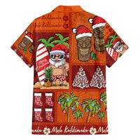 Hawaiian Christmas Family Matching Off Shoulder Short Dress and Hawaiian Shirt - Mele Kalikimaka Island Holiday Vibes - Red Orange LT03 - Polynesian Pride