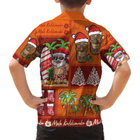 Hawaiian Christmas Family Matching Puletasi and Hawaiian Shirt - Mele Kalikimaka Island Holiday Vibes - Red Orange LT03 - Polynesian Pride