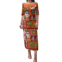 Hawaiian Christmas Family Matching Puletasi and Hawaiian Shirt - Mele Kalikimaka Island Holiday Vibes - Red Orange LT03 Mom's Dress Red - Orange - Polynesian Pride