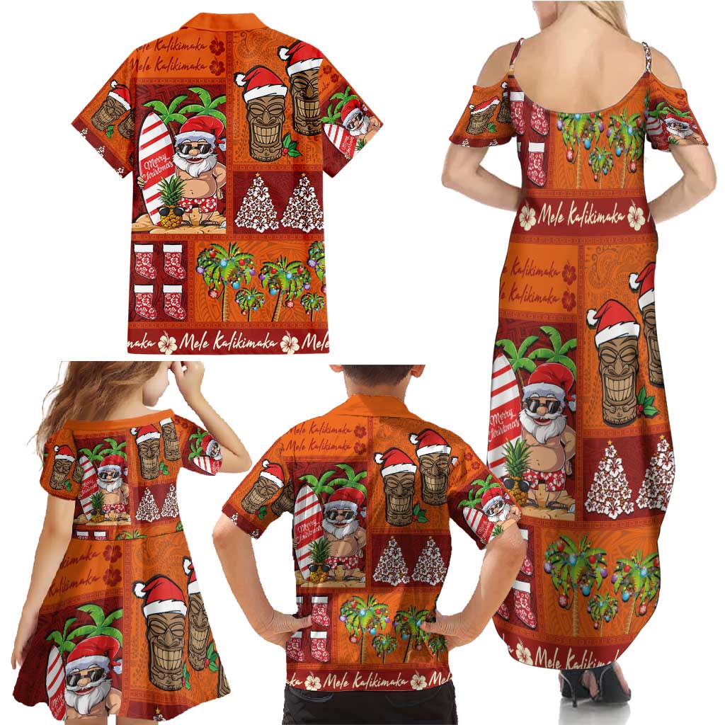 Hawaiian Christmas Family Matching Summer Maxi Dress and Hawaiian Shirt - Mele Kalikimaka Island Holiday Vibes - Red Orange LT03 - Polynesian Pride