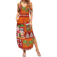 Hawaiian Christmas Family Matching Summer Maxi Dress and Hawaiian Shirt - Mele Kalikimaka Island Holiday Vibes - Red Orange LT03 Mom's Dress Red - Orange - Polynesian Pride